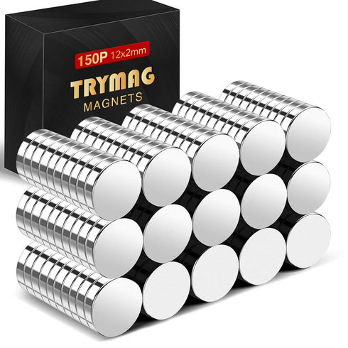 TRYMAG Small Magnets 150Pcs Neodymium Magnets, Tiny Strong Small Round Magnets Circle Rare Earth Magnets for Refrigerator, Office, Whiteboard, Cra...