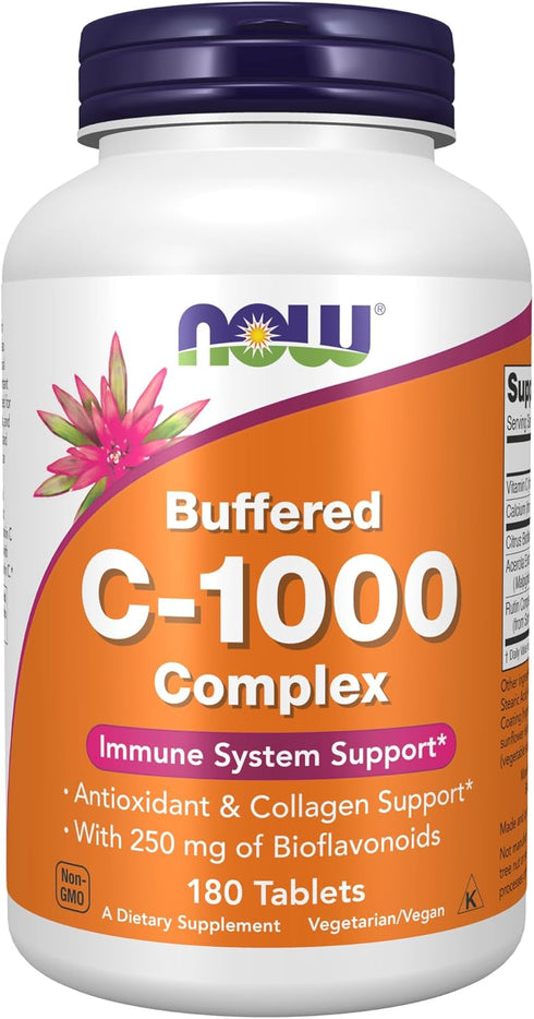 NOW Supplements, Vitamin C-1000 Complex with 250 mg of Bioflavonoids, Buffered, Antioxidant Protection*, 180 Tablets...