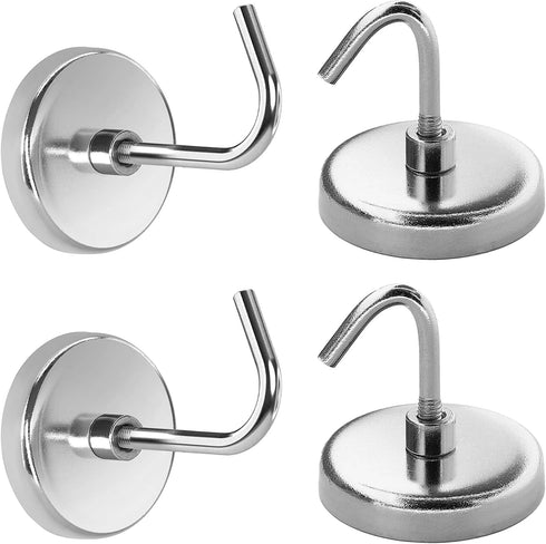 Heavy Duty Magnet Hooks - 4-Pack Magnetic Hooks for Fridge - Powerful Magnets for Tools, Kitchen, Workshop, Garage, Bathroom - Secure Fridge Hangi...