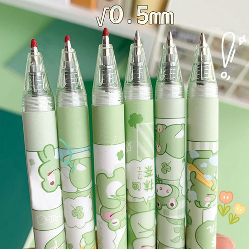 6 Pcs Gel Ink Pens Cartoon Retractable Pens Cute Animal Pen 0.5mm Ballpoint Pen Office School Supplies for Girls (Frog)...