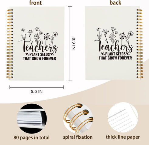 Inspirational Teacher Gifts,Office Notebook Flower Journal for Work Office School,Appreciation Gift for Teacher,Thank You Gift,Hardcover Spiral No...