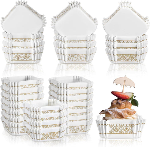 300 Pcs Square Cupcake Liners 2.36 Inches Square Baking Cups Brownie Cupcake Cups Square Paper Patterned Cupcake Wrappers for Wedding Baby Shower ...