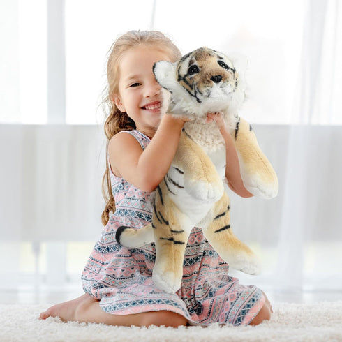 15'' Tiger Stuffed Animal, Stuffed Tiger Leopard Lion Animal Plush Toys Realistic Tiger Plush Gifts Leopard Lion Tiger Pillow Jungle Stuffed Anima...