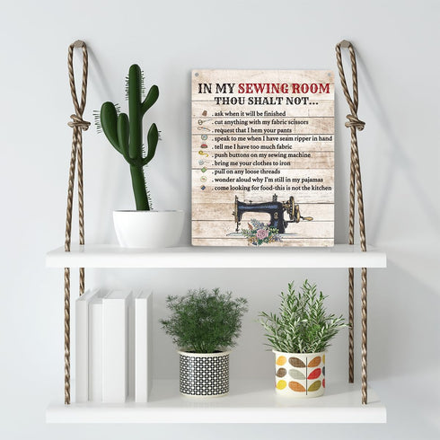 In My Sewing Room Wall Art for Sewing Lovers gifts Wooden Hanging Sign Gift for Home Bar Cafe Farm Store Garage Club - 10x8 In...