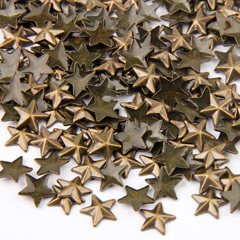Beadsland Hotfix Iron On, Flat Back Stars Studs - 1/4" Flatback Glue on Studs 300pcs (Bronze, 12x12mm)...