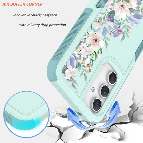 for Samsung Galaxy S23 FE 5G Case with Screen Protector + Camera Lens Protector: Cute Flower Floral Design for Girls Women Slim TPU Bumper Silicon...