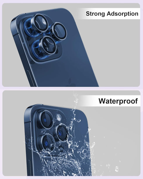 for iPhone 15 Pro/iPhone 15 Pro Max Camera Lens Protector, Metal Ring Plus 9H Tempered Glass Screen Protection Case Friendly Camera Cover for iPho...