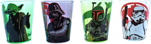 Silver Buffalo Disney Star Wars Character Portraits 4 Pack Mini Glasses, 1.5 Ounces...