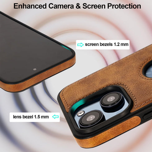 Leather case for iPhone 15 Plus Case, Thin Flexible Soft Grip Luxury Cover, Protective Slim with Kickstand Shockproof Phone Cases Compatible with ...