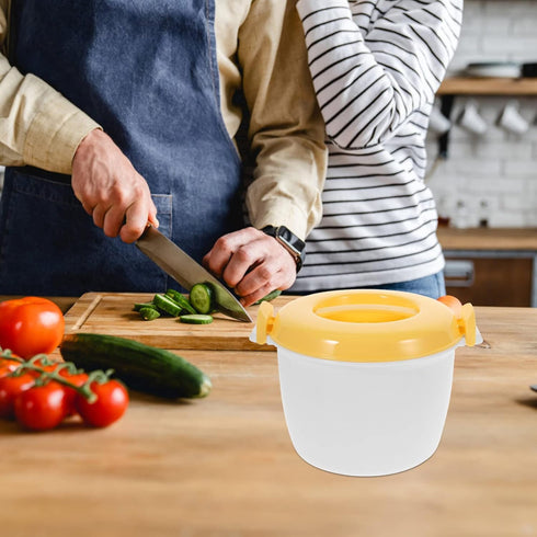 Hemoton Microwave Rice Maker Microwave Rice Cooker Rice Steamer: Round Microwave Food Container Microwaveable Rice Pasta Cooker Includes Spoons Mi...