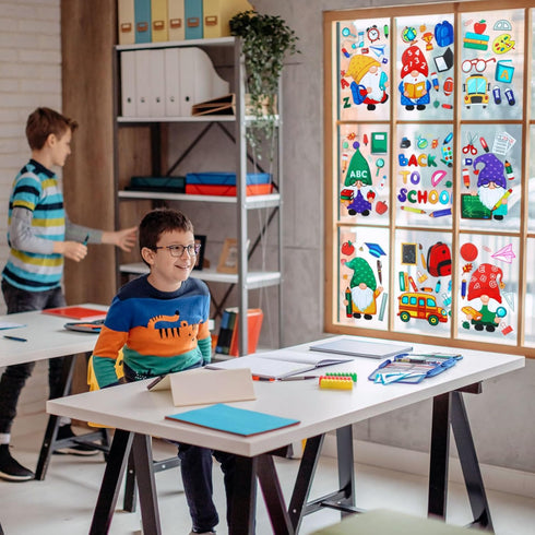 Naler Back to School Decorations Window Clings, 9 Sheets Glueless Window Clings for Classroom Static Double-Sided Window Clings Stickers for Welco...