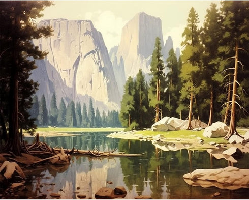 DIY Paint by Numbers for Adults, Yosemite National Park Paint by Number, Natural Landscape Oil Painting Paint by Number Kit for Kids. 16X20 Inch F...