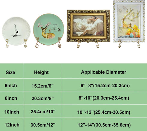 Plate Stand 6 Inch Gold Display Plate Holder, Collapsible Iron Plate Stands for Display, Folding Display Easel for Photo, Pictures, Decorative Pla...