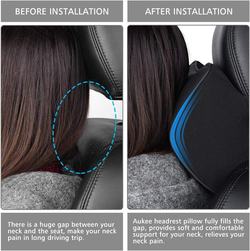 Memory Foam Car Neck Pillow Soft Leather Headrest for Driving Home Office Black (1PC)...