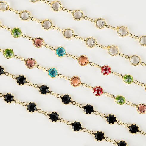 UMAOKANG Colorful Crystal Jewelry Chains Bulk 18K Gold Plated Brass Chain for Jewelry Making Women Necklace Bracelet DIY Craft Chain Roll...