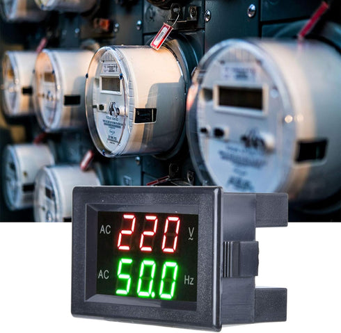 Voltage Frequency Meter, YB4835VF LED Digital Dual Display Ammeter Voltmeter Generator Tester AC Voltage Frequency Meter Measuring Tool(Black)...
