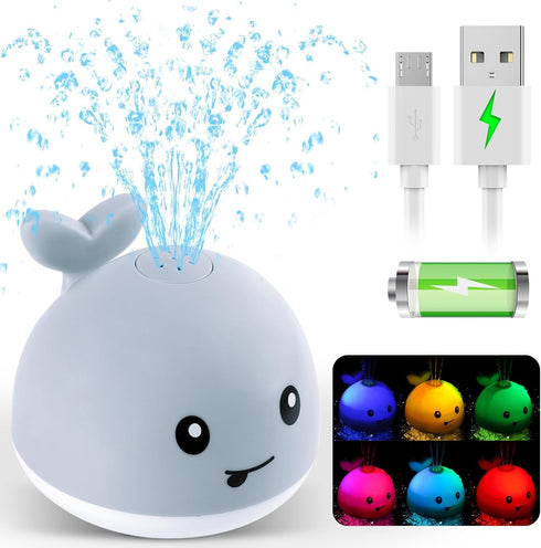 2024 Upgraded Baby Bath Toys, Rechargeable Light Up Bath Toys for Kids 1-3 Babies 6-12 12-18 Months, Whale Sprinkler Spray Fountain Water Pool Bat...
