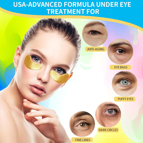 Under Eye Patches For Puffy Eyes Treatment 30 Pairs, 24K Gold Eye Mask For Dark Circles And Puffiness, Hyaluronic Acid Eye Mask For Puffiness, Eye...