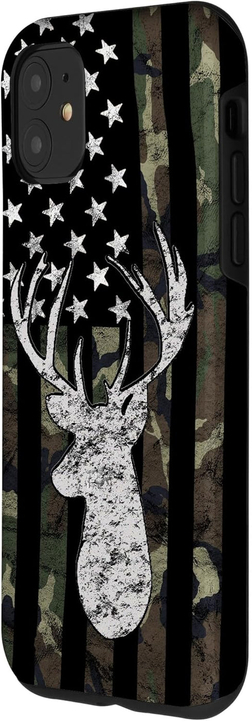 Deer Hunting Camouflage American Flag Whitetail Buck USA Case for iPhone 11...