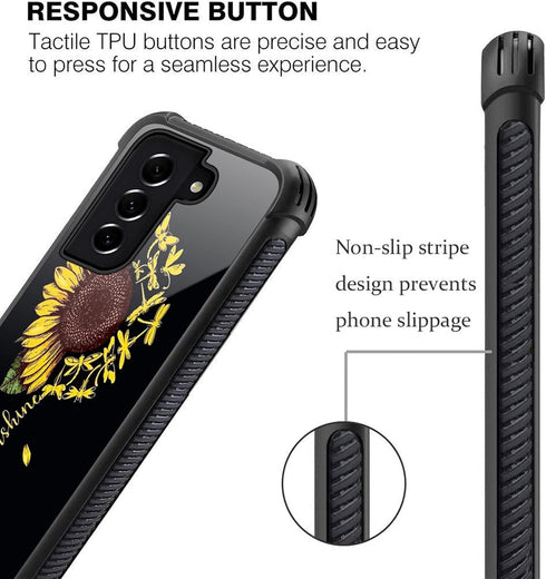 Compatible with Samsung Galaxy S22 Case,Yellow Dragonfly Sunflower Amazing Pattern Design Shockproof Anti-Scratch Hard PC Back Case for Samsung Ga...
