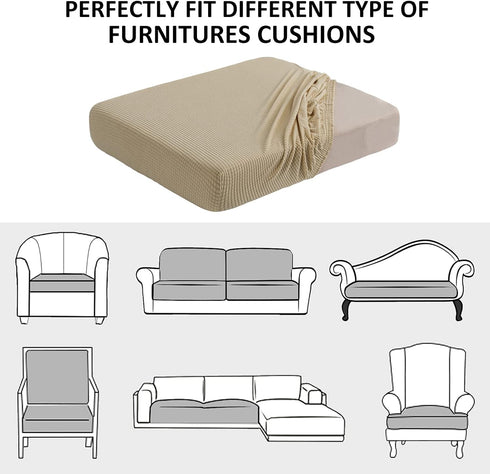 Water Repellent Couch Cushion Covers, Stretch Sofa Seat Slipcover Sets for Camper, Furniture Protector for Pets (Chair Cushion, Sand)...