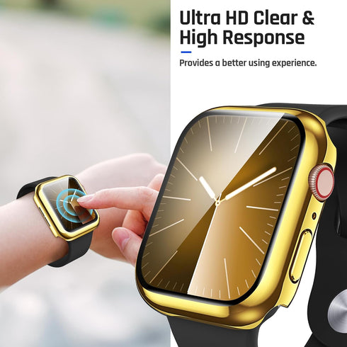 Goton Waterproof Case for Apple Watch 41mm Series 9 8 7 with Tempered Glass Screen Protector, iWatch Full Protective Hard PC Bumper Case Face Cove...