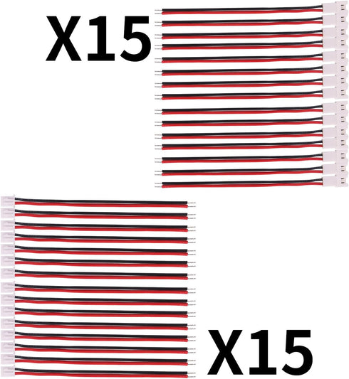 15Pairs jst Connector Kit 2.54mm 2 Pin 10cm Silicone Wire Cables Balance Plug Lead Socket Male and Female Connector for Bluetooth Headset Toys......