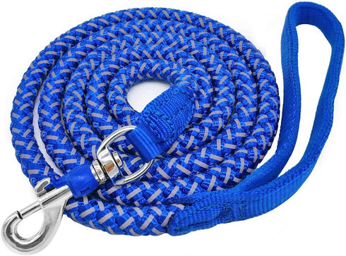 Reflective Dog Leash 2ft 3ft 4ft 6ft 10ft, Heavy Duty Dog Leash Nylon Braided Strong Rope Dog Lead for Small Medium Large Dogs Walking Leash (Blue...