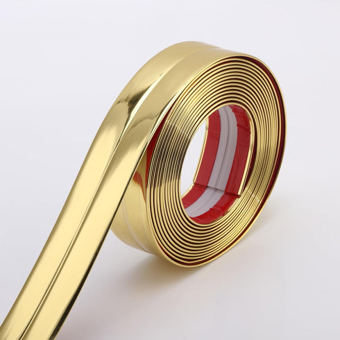 Multifunctional Wall Molding Trim & Corner Guards & Caulk Strip, Apply in Table Edge Door Frame Baseboard for Protection and Decoration, Shiny Gol...