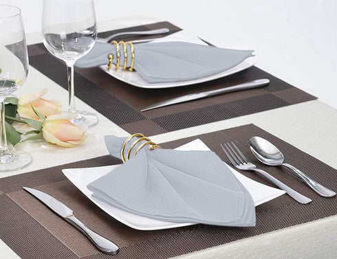 Surmente 20-Inch Polyester Cloth Napkins Linen Dinner Napkins - Set of 12 for Weddings, Banquets, or Restaurants (1-Dozen) (Silver)...