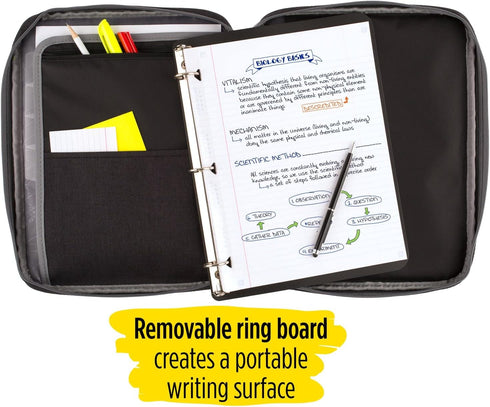 Five Star Zipper Binder, 1 Inch 3-Ring Binder, Carry-All with Internal Pockets and Dividers, 375 Total Sheet Capacity, Heathered Black/Gray (29092...