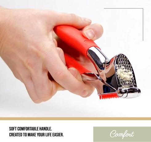 Trudeau Garlic Press - Effortless Garlic Crusher with Built-In Cleaning Aid, Large Garlic Chamber, Comfortable Ergonomic Handle, BPA-Free & Dishwa...