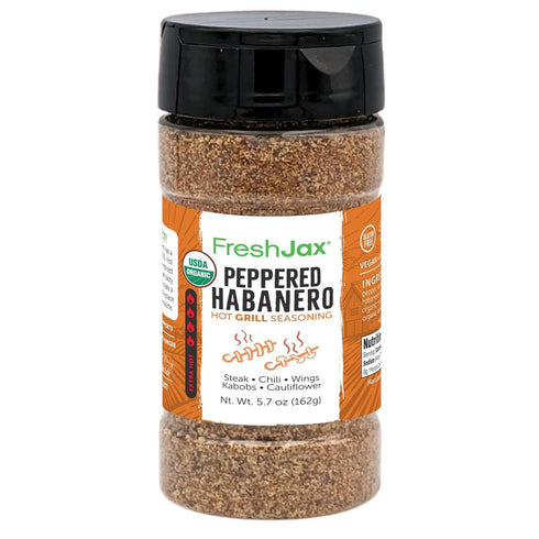 FreshJax Organic Peppered Habanero Hot Grilling Seasoning Spice (5.7 oz Large Bottle) Non GMO, Gluten Free, Keto, Paleo, No Preservatives Habanero...