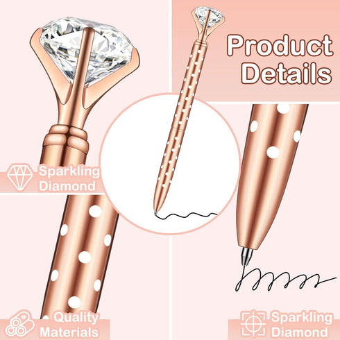 PASISIBICK 16 Pcs Big Diamond Pens-Bling Wedding Crystal Metal Ballpoint Pens with Black Ink (4 Mixed Colors)...