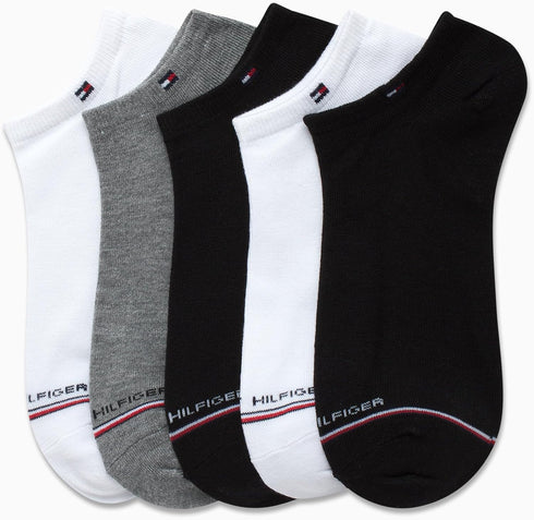 Tommy Hilfiger Men's Athletic Socks - Low Cut Socks (5 Pack), Size 7-12, Black/White/Grey...