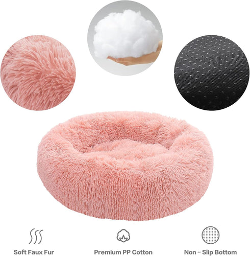 NOYAL Calming Dog Bed Donut Anti anxiety Fluffy Dog Bed for Small Medium Dog and Cat...