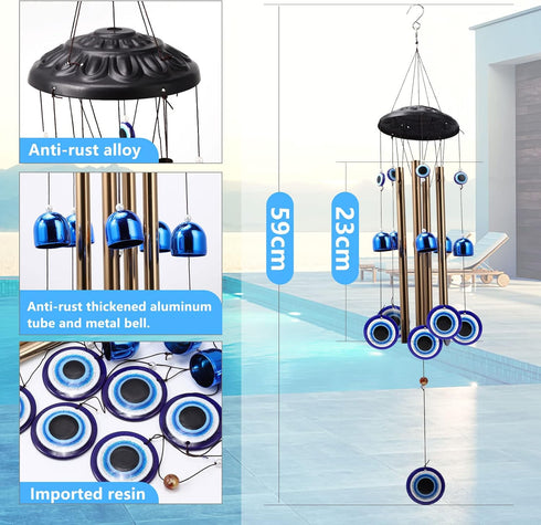 BWINKA Blue Evil Eye Amulet Wind Chimes Bells Outdoor Decor,Metal Windchimes for Garden Patio Backyard Home Decor…...