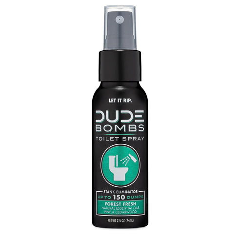 DUDE Bombs - Toilet Spray - 2.5 oz Spray Bottle – Forest Fresh Toilet Spray with Pine and Cedarwood Essential Oils - Stank Eliminator Up to 150 Du...