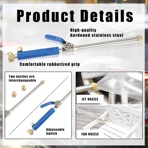 Jet Nozzle Pressure Washer Hose Attachment,Power Washer Wand Hose Nozzle Hydro Jet Garden Gutter Window Car Cleaning Tool Blue...