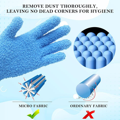 Evridwear Dusting Glove & Mitts Pack Microfiber Cleaning Gloves for Plants, Blinds, Hard to Reach Corners, Mittens with Thumb for Cleaning Car Win...