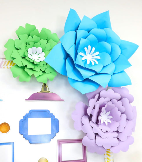 Carson Dellosa Creatively Inspired 3D Flower Bulletin Board Decorations, Blue, Purple, and Green Flower, Paper Flowers Decorations for Wall, Flowe...