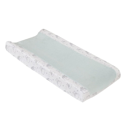 Disney Winnie The Pooh Hello Sunshine Grey and White Super Soft Contoured Changing Pad Cover with Plush Aqua Fleece Center Panel...