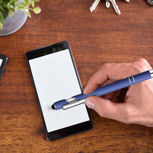 12 Pcs Blue Ink Ballpoint Pen with Stylus Tip, 1.0 mm Metal Pen Stylus Pen for Touch Screens, 2 in 1 Thank You Pen Gift for Friends, Colleagues, C...
