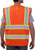 Reflective Safety Vest Orange Mesh, High Visibility Vest with Pockets and Zipper, Padded Neck, Construction Work Vest ANSI Class 2, Orange with Ye...