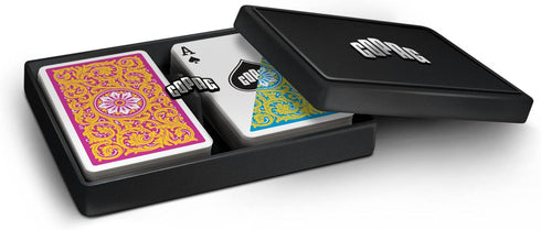 Copag 1546 Neoteric Design 100% Plastic Playing Cards, Bridge Size (Narrow) Regular Index Yellow/Pink/Blue Double Deck Set...