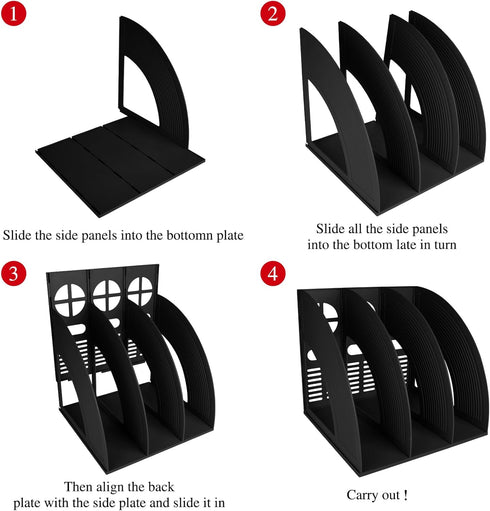 SAYEEC Magazine Holder Sturdy Binder Holder Desk File Sorter Plastic File Folder Organizer Stand Book Shelf Dividers Vertical Storage Rack Desktop...