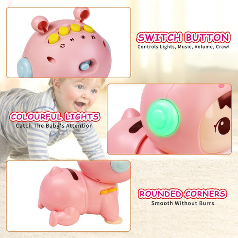 Crawling Baby Toys for 6-12 Months, Fun Tummy Time Toys for Toddler with Music and Light, Interactive Walking Moving SensoryToys for Infant Baby G...