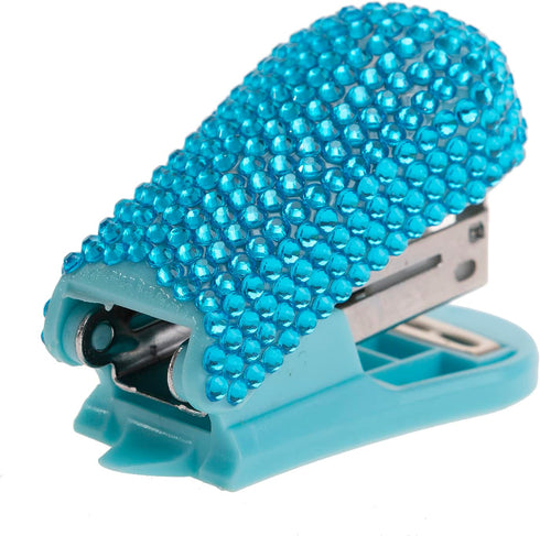 Fashion Premium Handmade Crystal Stapler,Bling Mini Stapler,Rhinestone Portable Stapler for Women(Lake Blue)...