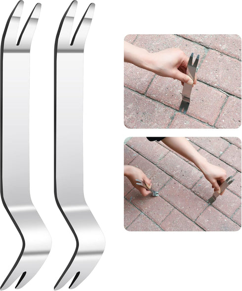 2 Pieces Patio Pavers Paver Extractor Tool Paver Removal Raise Sunken Brick Tool for Garden Lawn Yard Replace Paver Patio Blocks Auto Trim Removal...
