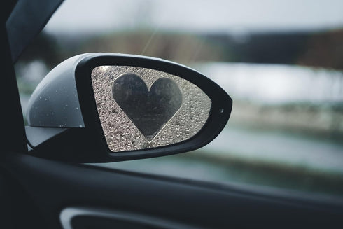 Car Rearview Mirror Film, Waterproof Film for Side Mirror, Rainproof Prtective Sticker for Side Window, Set of 4 Heart Shape Mirror Sticker...